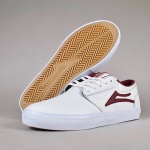 Lakai Shoes Griffin Skate Shoes White Burgundy Leather Men’s 10.5
